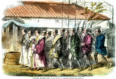 Japonští důstojníci se chystají na blahopřání, Japonsko, 1865 od Unbekannt