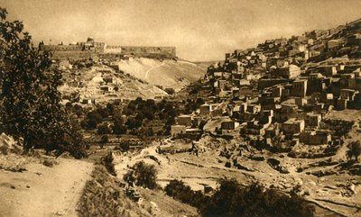 Jeruzalém – údolí Kidron, Siloam a městské hradby, c1918-c1939. od Unbekannt