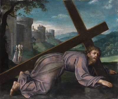 Ježíš padá pod křížem. Severoitalský malíř 17. století od Unbekannt