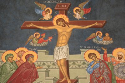 Ježíšovo ukřižování. Ortodoxní kostel Saint-Antoine-le-Grand Saint-Laurent-en-Royans Francie od Unbekannt