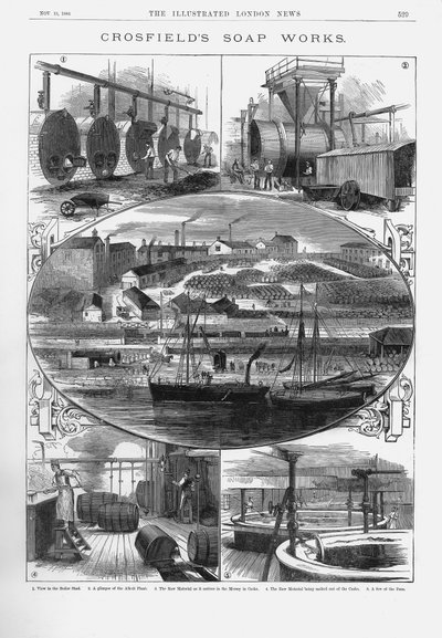 Joseph Crosfield and Sons továrna na mýdlo v Bank Quay, Warrington, Cheshire, 1886 od Unbekannt