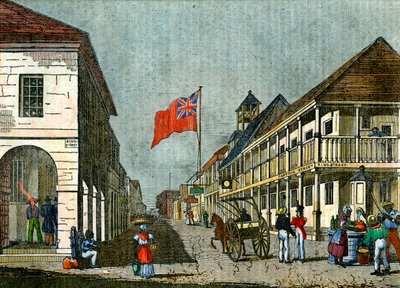 Křižovatka Harbour Street a King Street, Kingston, Jamajka, c1835 od Unbekannt