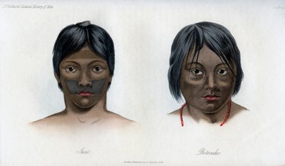 Juri a Botocudos z národa Brasilio-Guarani, 1848 od Unbekannt