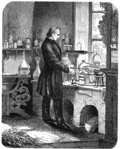 Justus von Liebig, německý chemik, při práci ve své laboratoři, polovina 19. století c1885 od Unbekannt