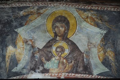 Kariye Camii (kostel St Sauveur In Chora) freska: Panna a dítě, Istanbul, Turquie od Unbekannt