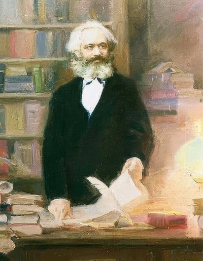 Karel Marx ve své studii. Kolem roku 1875 od Unbekannt