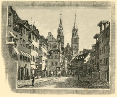Karolinen-Strasse a kostel svatého Vavřince, Norimberk, 1890. od Unbekannt