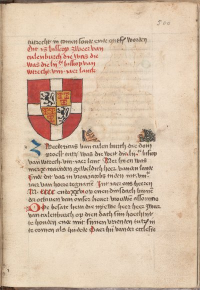Kattendijkekroniek - Die history of die cronicke van Hollant, van Zeelant ende van Vrieslant ende van den stichte van Uutrecht ende van veel landen die men hierna nomen sal - KB KW 1900 A 008, folium 500r od Unbekannt