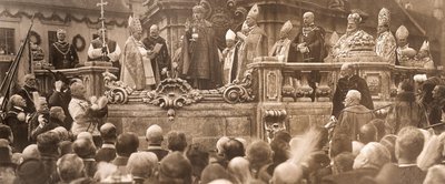 Král Karel IV., skládající korunovační přísahu v Budapešti dne 30. prosince 1916, 1916. od Unbekannt