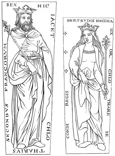 King Clotaire II 584-629 a Bertude 575-604, 12. století 1849 od Unbekannt