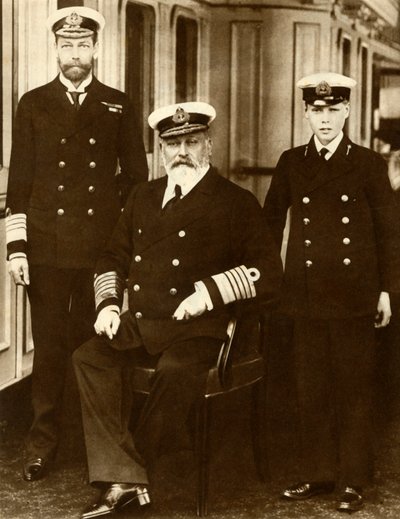 Král Edward VII se svým synem Georgem, princem z Walesu a vnukem princem Edwardem, 1910, 1935. od Unbekannt