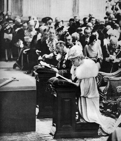 Král Jiří V. a královna Marie v katedrále St Pauls, děkovná bohoslužba Silver Jubilee, 1935 od Unbekannt