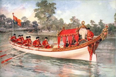 Král George V. a královna Marie na návštěvě Henly Regatta na státní bárce, 1912 od Unbekannt