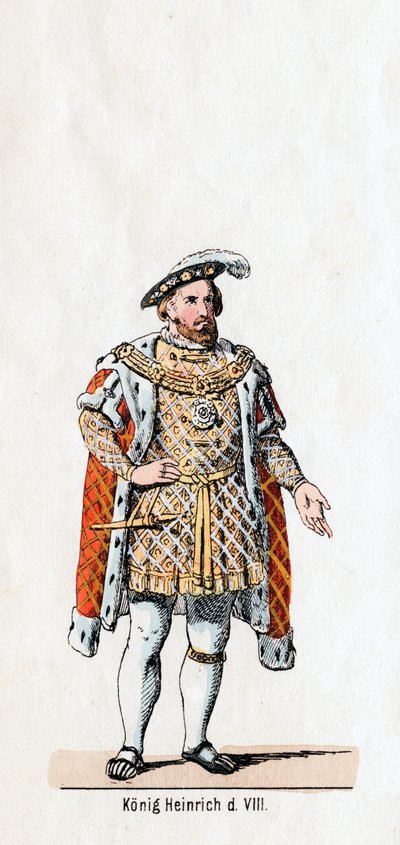 Anglický král Jindřich VIII., návrh kostýmů pro Shakespearovu hru, Jindřich VIII., 19. století od Unbekannt