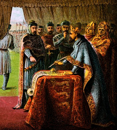Král John a Magna Charta, 1215, c1850 od Unbekannt