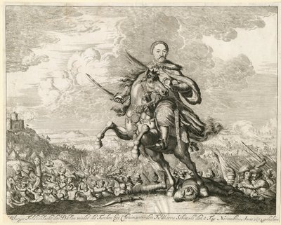 Král Jan III Sobieski v bitvě u Chotyně dne 11. listopadu 1673, 1673 od Unbekannt