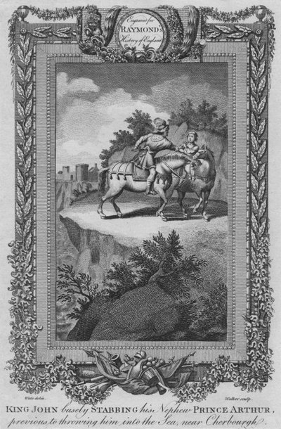 Král Jan pobodal svého synovce prince Artuše před tím, než ho hodil do moře, c1787 od Unbekannt