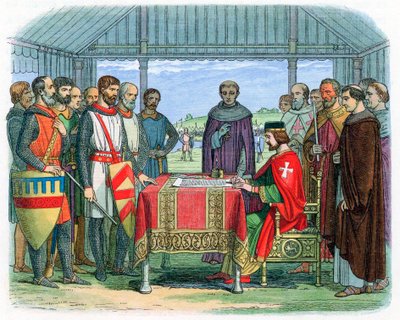 Král John podepisuje Magna Chartu v Runnymede, Surrey, 15. června 1215 1864 od Unbekannt