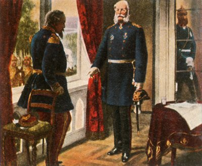 Král Wilhelm a císař Napoleon po bitvě u Sedanu, 2. září 1870, 1936. od Unbekannt