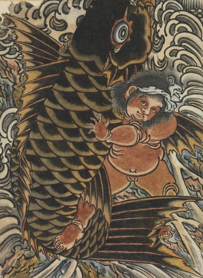 Kintaro s kaprem, 19. století. od Unbekannt