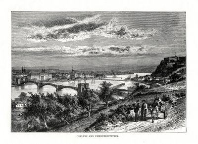 Koblenz a Festung Ehrenbreitstein, Německo, 1879 od Unbekannt