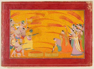 Krišna slaví Holi, c. 1770. od Unbekannt