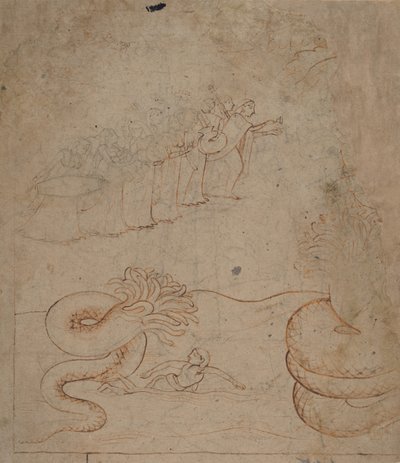 Krišna si podmaňuje hada Káliju v řece Yamuna..., ca. 1780. od Unbekannt