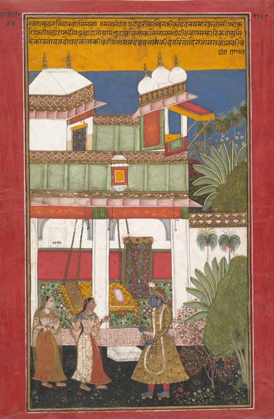 Krishna a Radha, Page z rozptýlené Rasikapriya..., ca. 1660-70. od Unbekannt