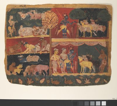 Krishna and the Cowherds: Page from a Dispersed Bhagavata Purana..., ca. 1520-30. od Unbekannt