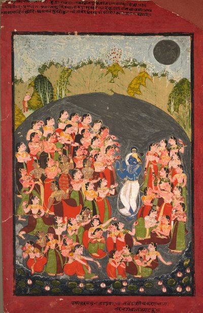 Krišna a Gopíe se shromažďují pro Rasamandala, c. 1720-1730. od Unbekannt