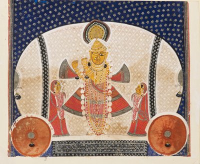 Krishna jako Shrinathji hrající na flétnu, začátek 20. století od Unbekannt
