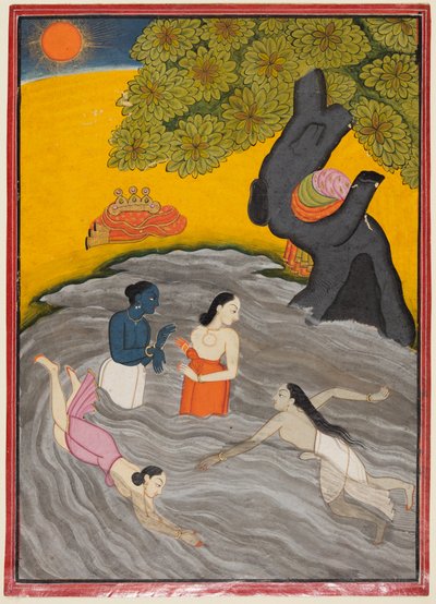 Krišna si hraje s Gopími v Jumně, c. 1770. od Unbekannt
