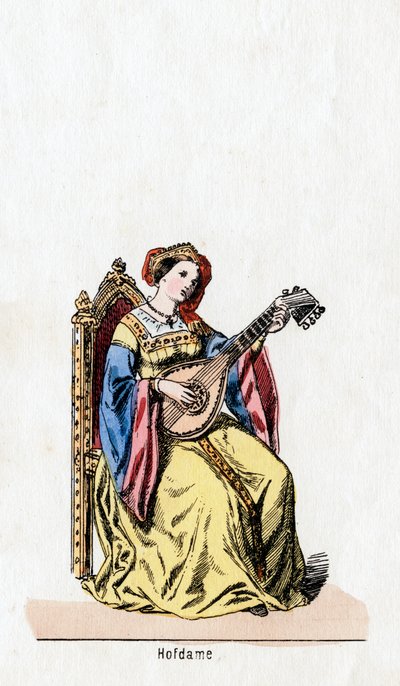 Dvorní dáma, návrh kostýmů pro Shakespearovu hru, Jindřich VIII., 19. století od Unbekannt
