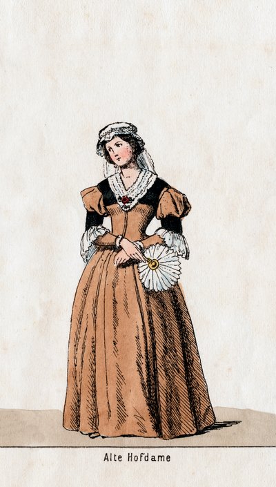 Dvorní dáma, návrh kostýmů pro Shakespearovu hru, Jindřich VIII., 19. století od Unbekannt