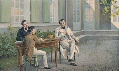 Las Casas a jeho syn píšící historii Napoleona pod jeho diktátem, c1815, 1896. od Unbekannt