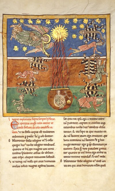 List z rukopisu Beatus: na trumpetu Clarion of the Fifth Angels..., ca. 1180. od Unbekannt