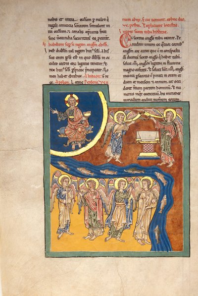 List z rukopisu Beatus: Šestý anděl přináší čtyři anděly..., ca. 1180. od Unbekannt