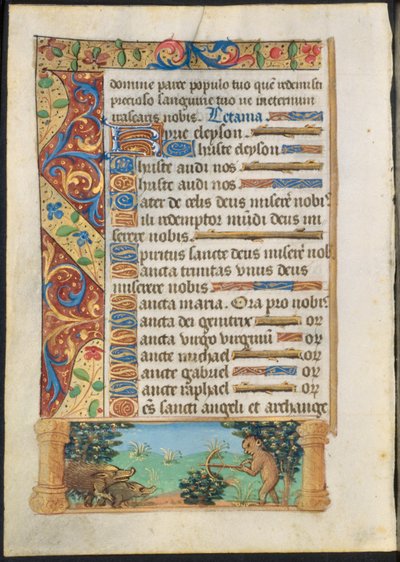 List z knihy hodin: Lov lidoopů na divoká prasata recto a lov lidoopů verso, c. 1500-1510. od Unbekannt