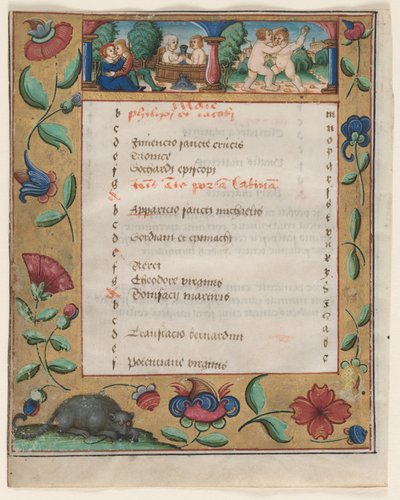 List ze žaltáře a modlitební knížky: Kalendářní stránka s verso Labors, c. 1524. od Unbekannt