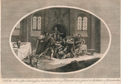 Lupič Leofa ubodal Edmunda I na festivalu v Pucklekirku, Gloucestershire 946 1793 od Unbekannt