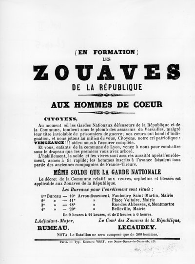 Les Zouaves, z francouzských politických plakátů Pařížské komuny, květen 1871 od Unbekannt
