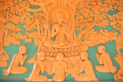 Život Buddhy. Buddha se svými 5 žáky v Benares Phnom Penh Kambodža od Unbekannt
