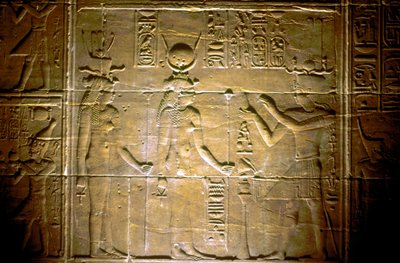 Vápencový reliéf v chrámu Philae, starověký egyptský od Unbekannt