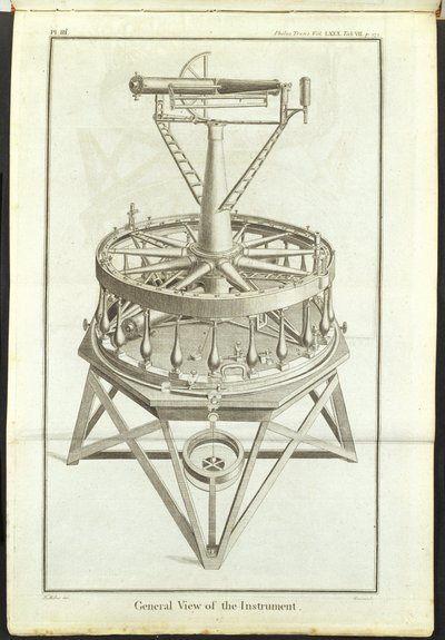 Čárová rytina prvního velkého teodolitu Čárová rytina prvního velkého teodolitu (3 stopy vodorovný kruh) zobrazený ve Philosophical Transactions of the Royal Society sv. od Unbekannt