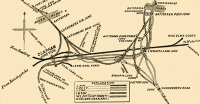Lines of Rail na Clapham Junction, c1878. od Unbekannt