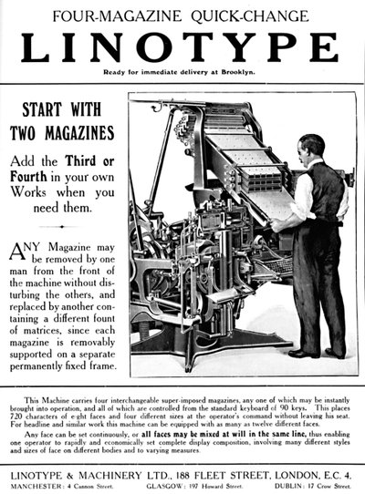 Reklama Linotype & Machinery Ltd., 1919 od Unbekannt