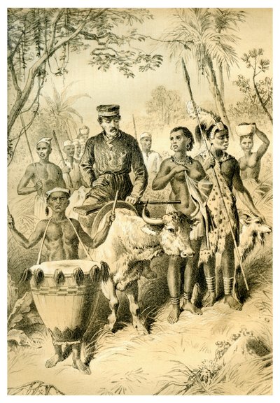 Livingstone Weak from Fever Escorted to Shintes Town, c1854 1883 od Unbekannt