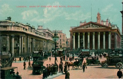 Londýn, Bank of England a Royal Exchange, c1910 od Unbekannt