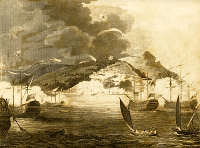 Lord Exmouths Fleet bombarduje město Alžír, 1816. od Unbekannt