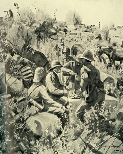 Lord Roberts a zaměstnanci na obědě na Veldtu, 1901. od Unbekannt